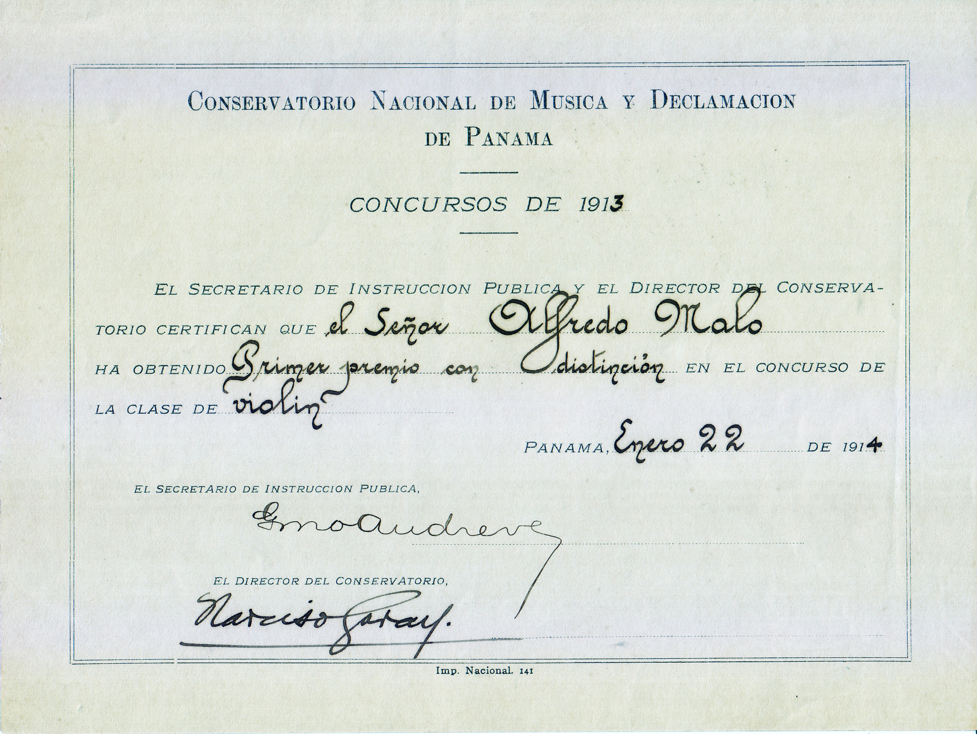 1913 – Concurso de Violín